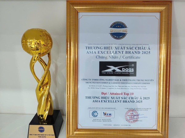 Chứng nhận top 10 "Thương hiệu Xuất sắc nhất Châu Á 2025"